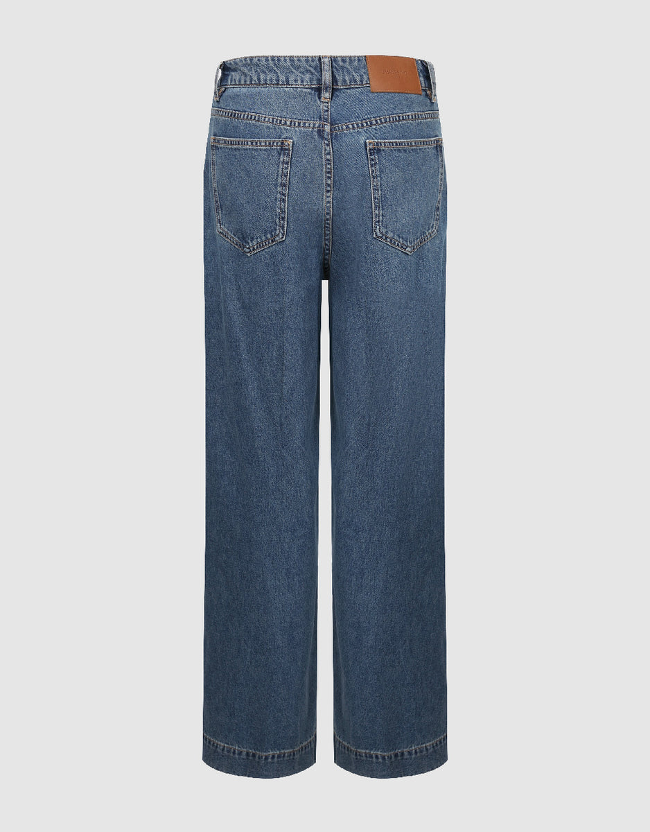 Front Pockets Wide-Leg Jeans  URBAN REVIVO Singapore
