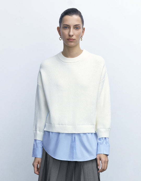 2 In 1 Crew Neck Knitted T-Shirt