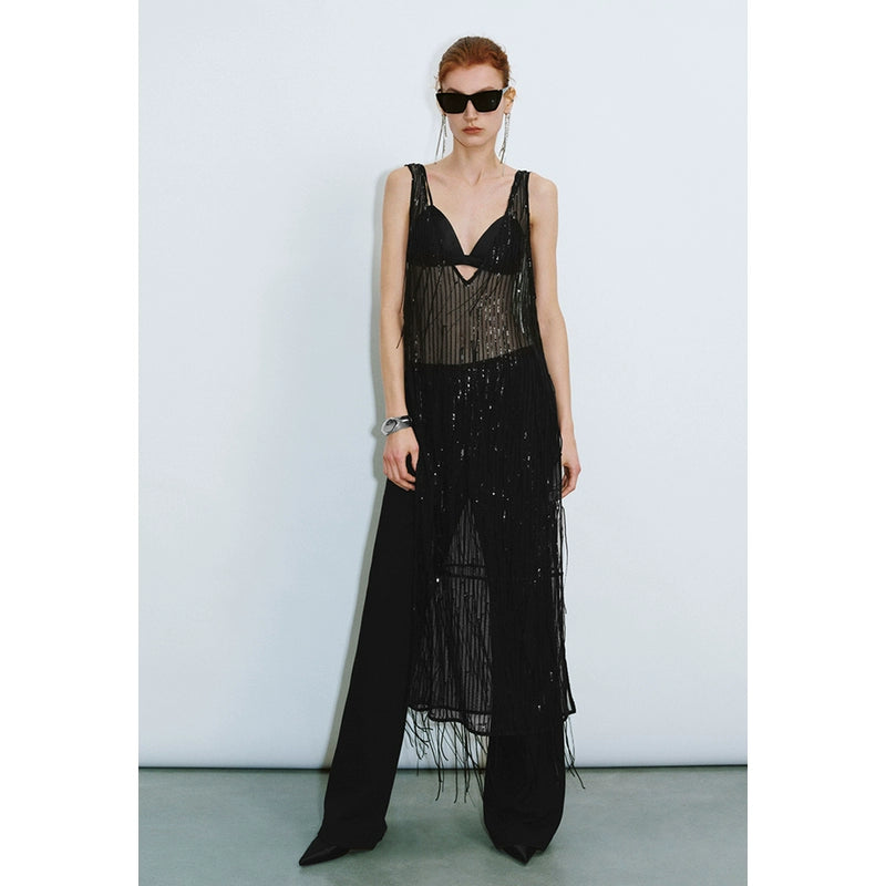 Longline V-Neck Sheer Top