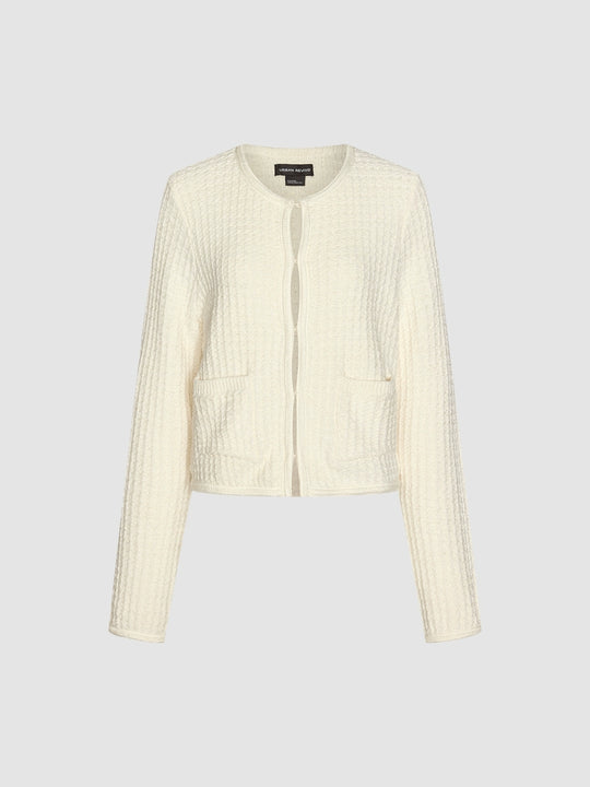 Crew Neck Knitted Cardigan