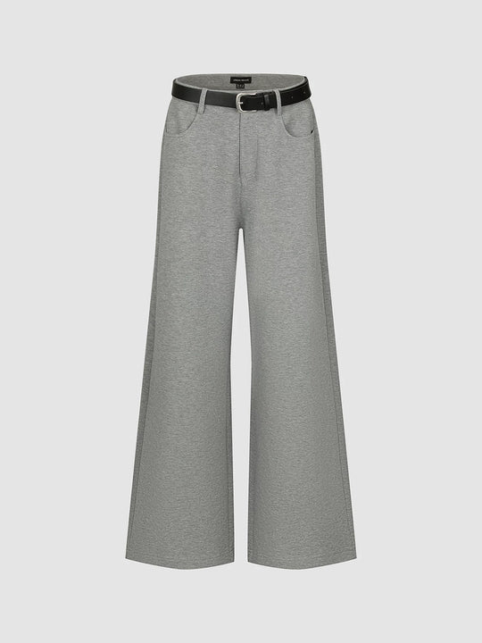 Cotton Belted Wide-Leg Front-Pocket Pants