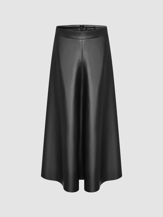 Vegan Leather Loose A-Line Skirt