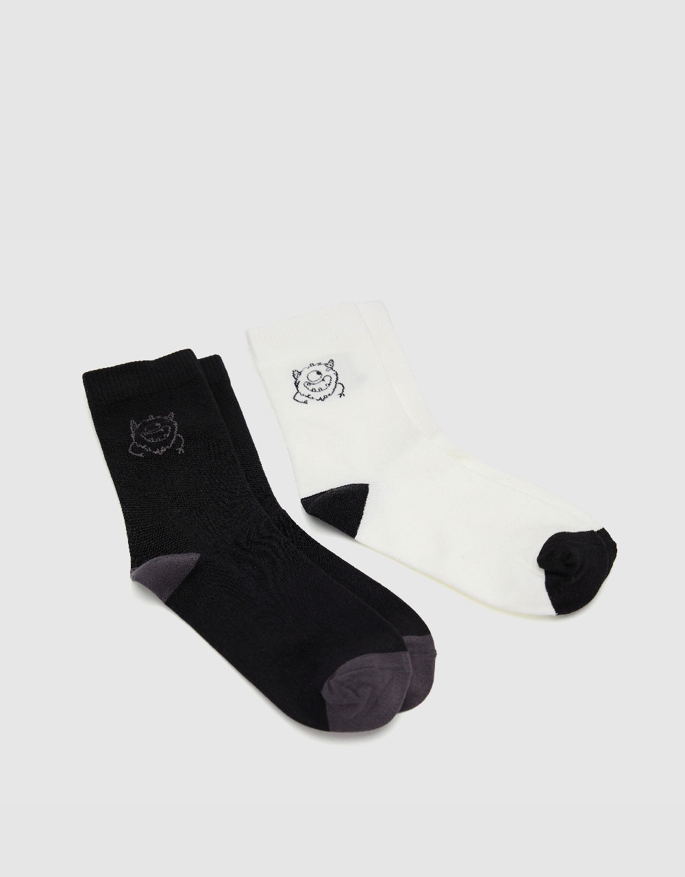 Little Monster Embroidered Mid-Length Socks