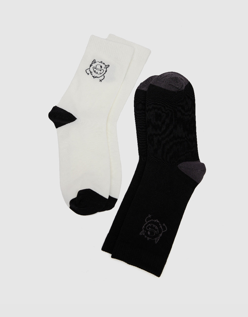 Little Monster Embroidered Mid-Length Socks