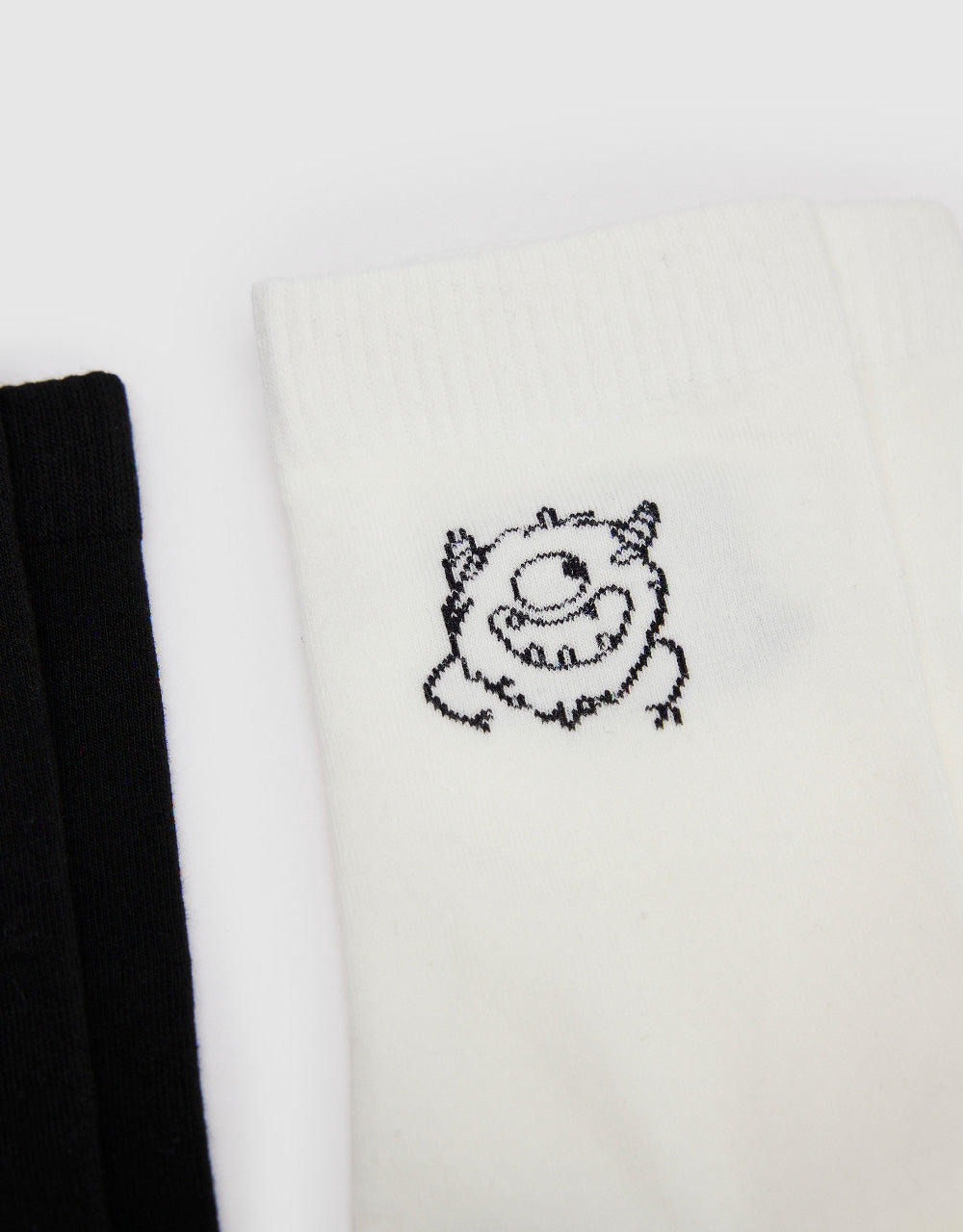 Little Monster Embroidered Mid-Length Socks