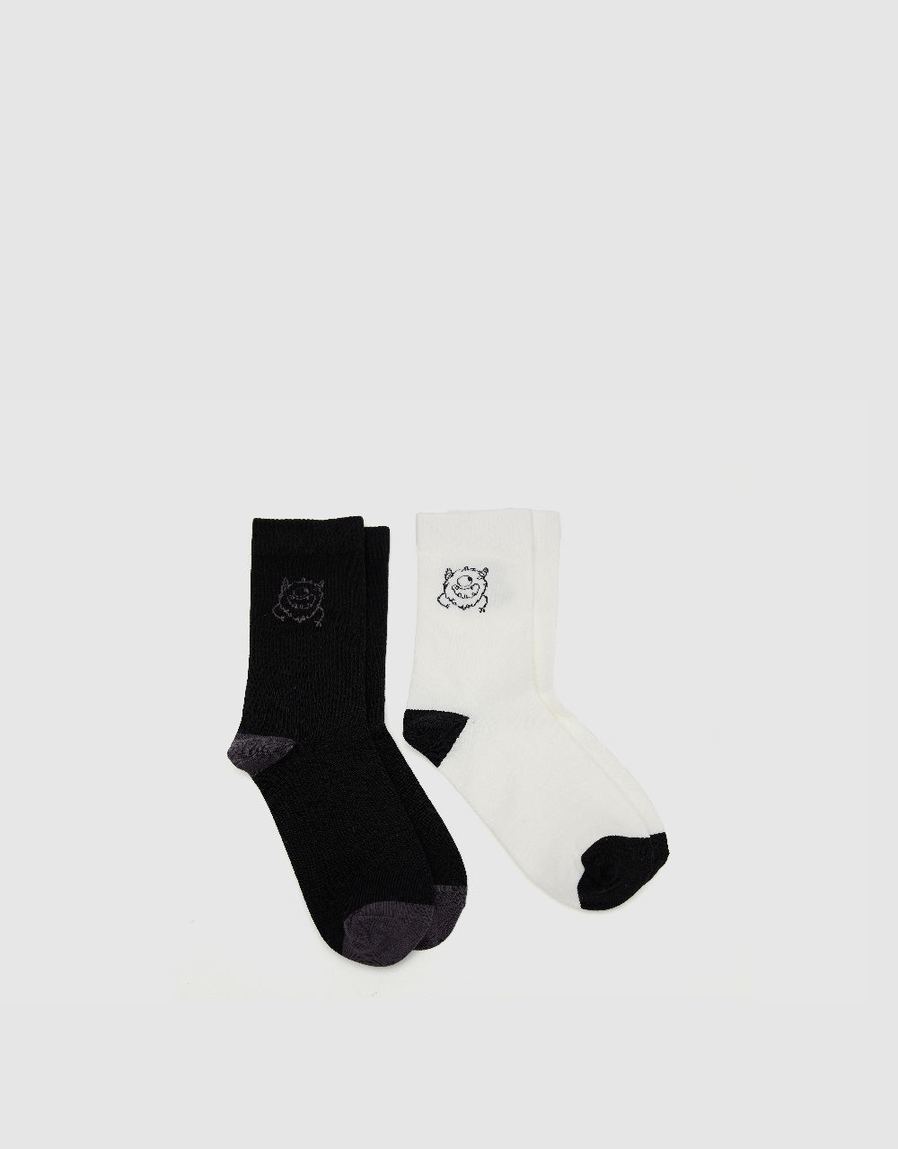 Little Monster Embroidered Mid-Length Socks