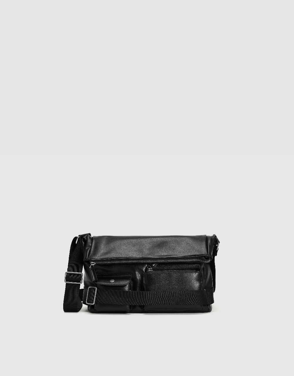 Multi-Pocket Vegan Leather Crossbody Bag