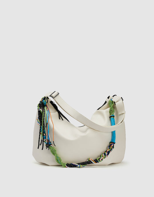 Braided Strap Vegan Leather Shoulder Bag