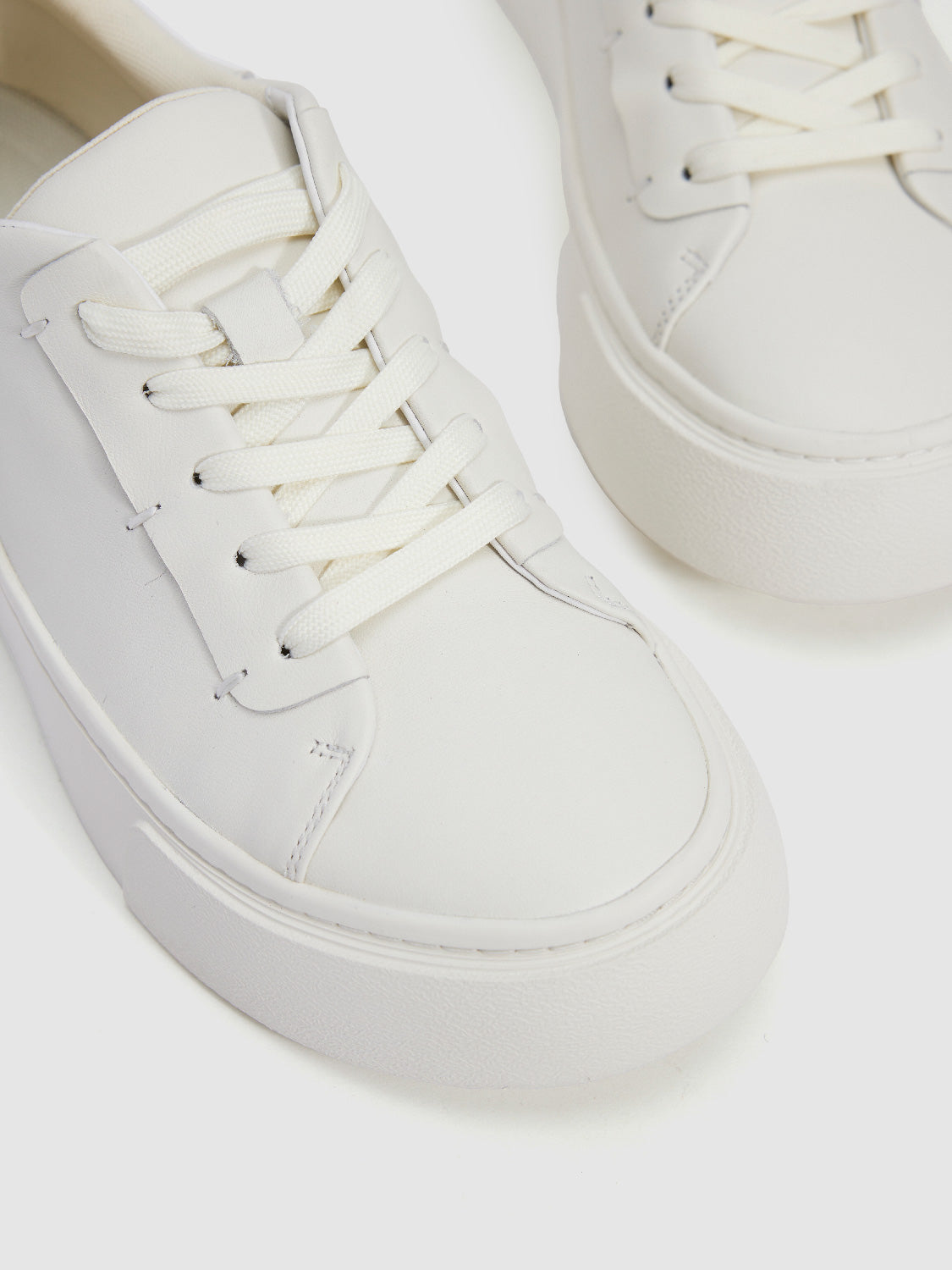 Vegan Leather Round Toe Sneakers