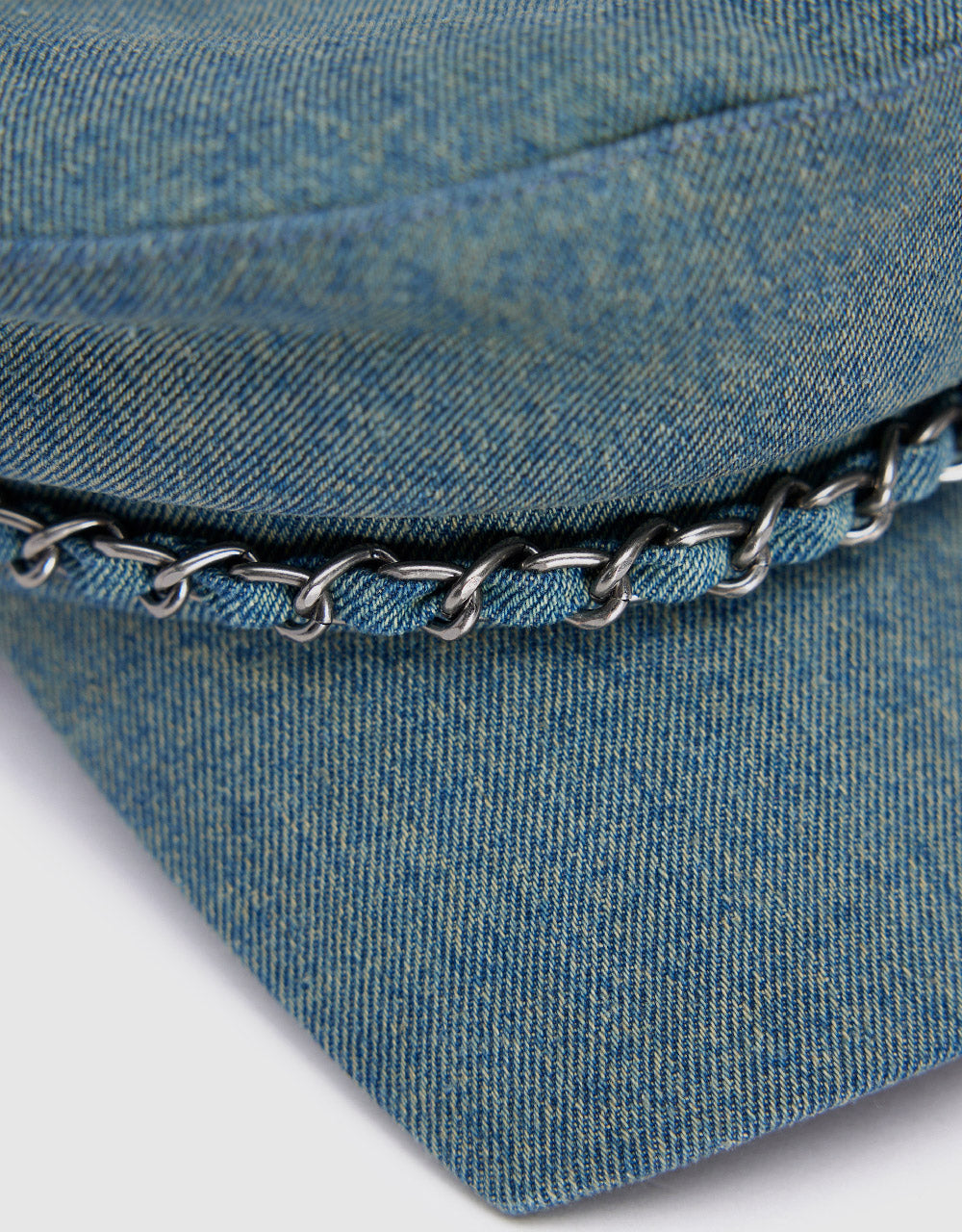 Chain Décor Denim Army Cap