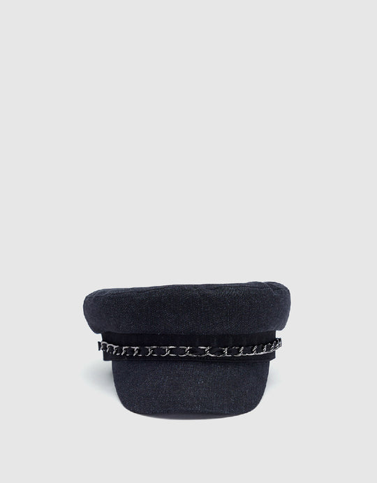 Chain Décor Denim Army Cap
