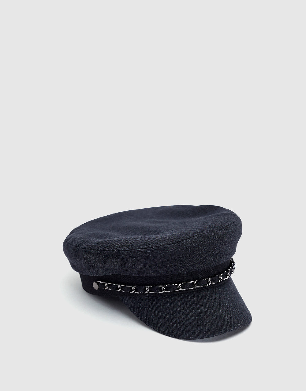 Chain Décor Denim Army Cap