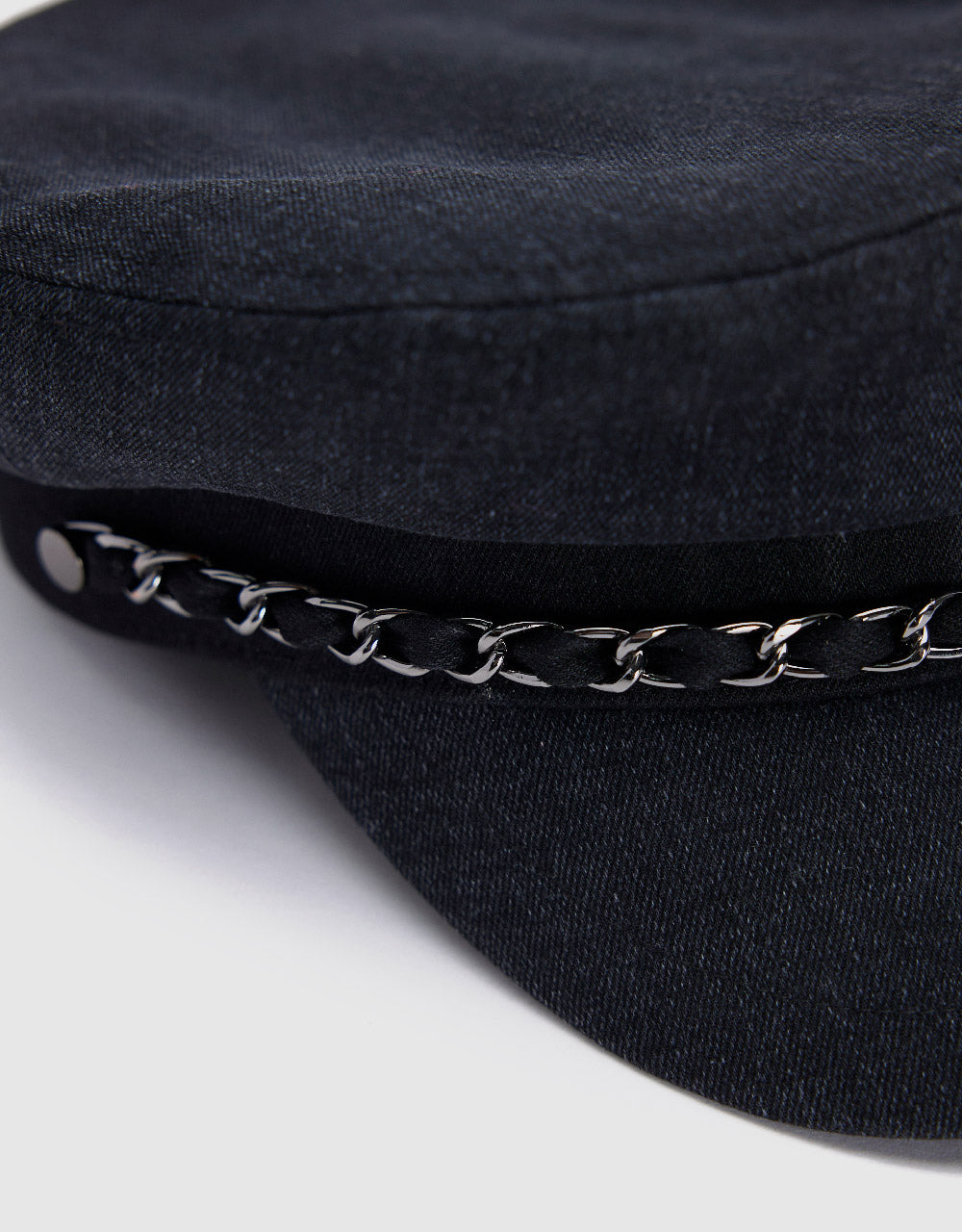 Chain Décor Denim Army Cap