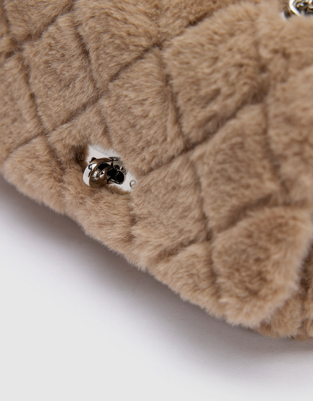 Furry Quilted Shoulder Bag