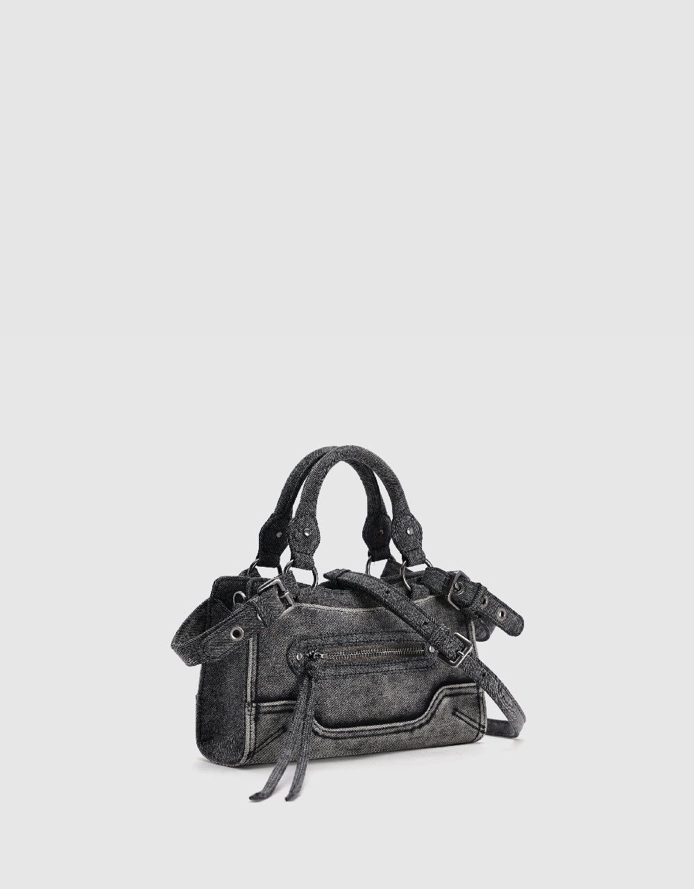 Buckles Décor Denim Shoulder Bag