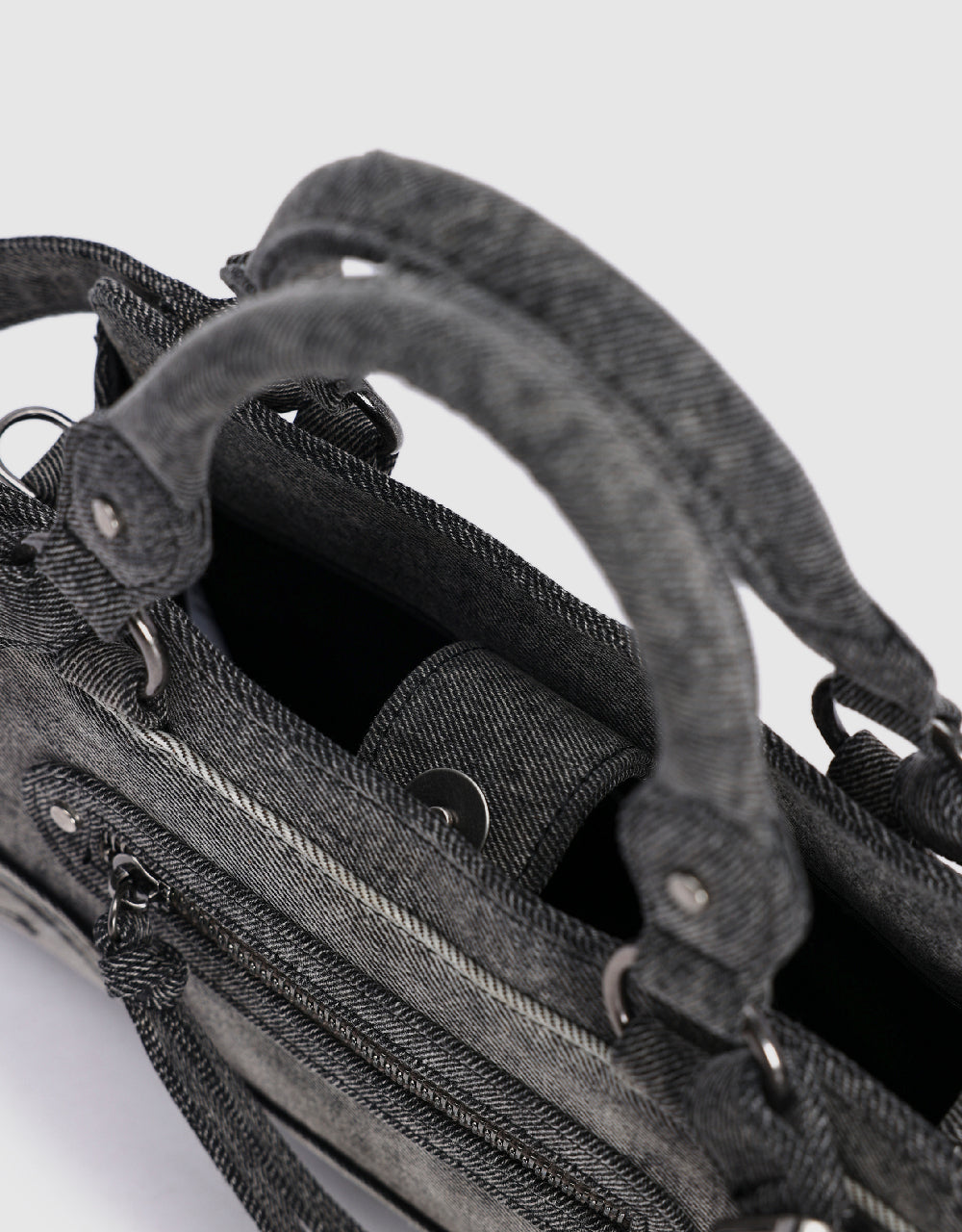 Buckles Décor Denim Shoulder Bag