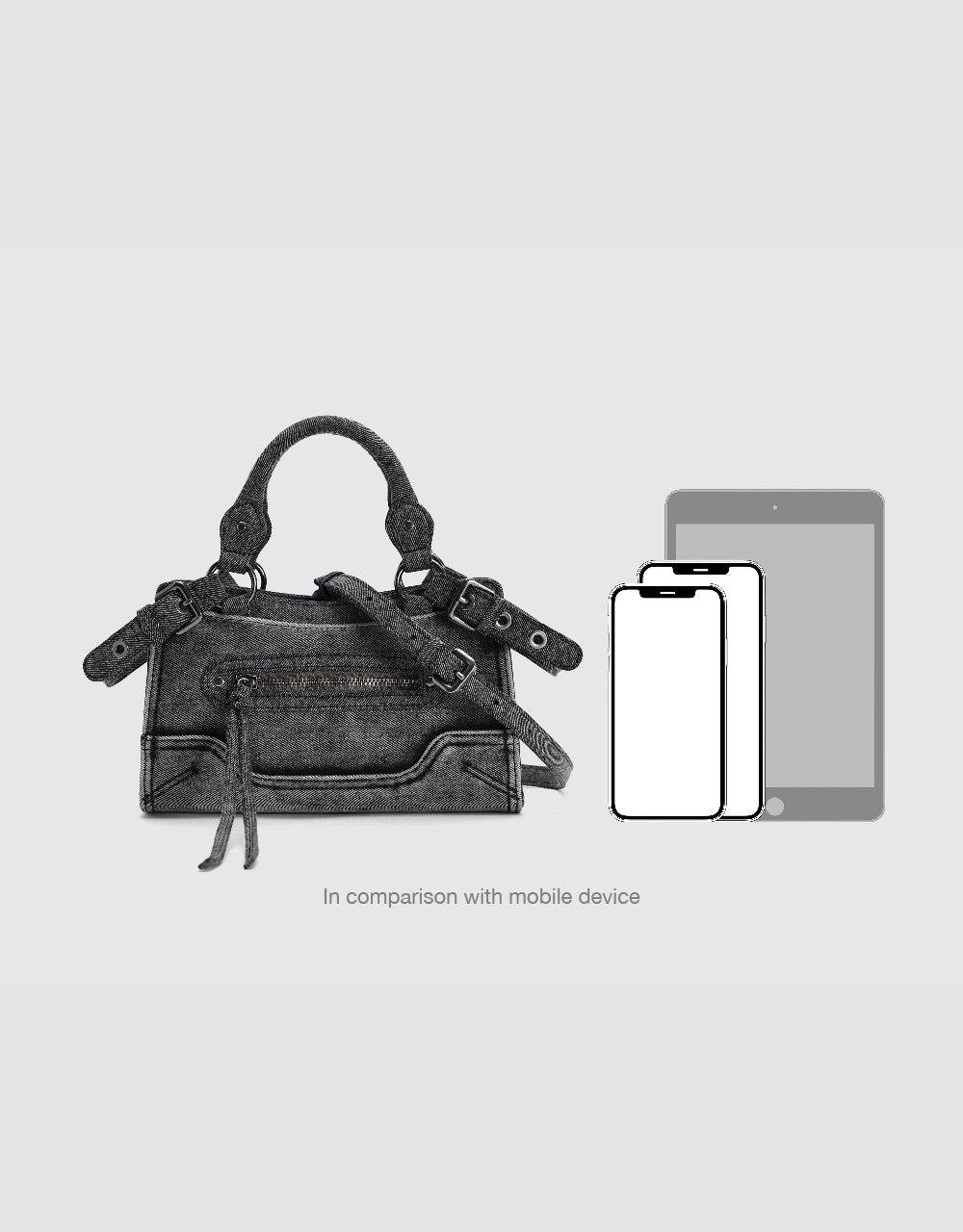 Buckles Décor Denim Shoulder Bag