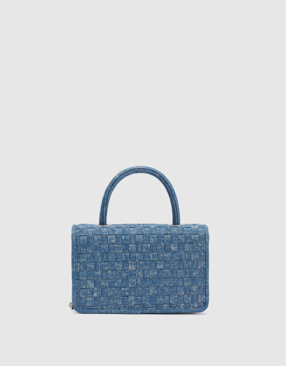 Turn-Lock Braided Denim Shoulder Bag
