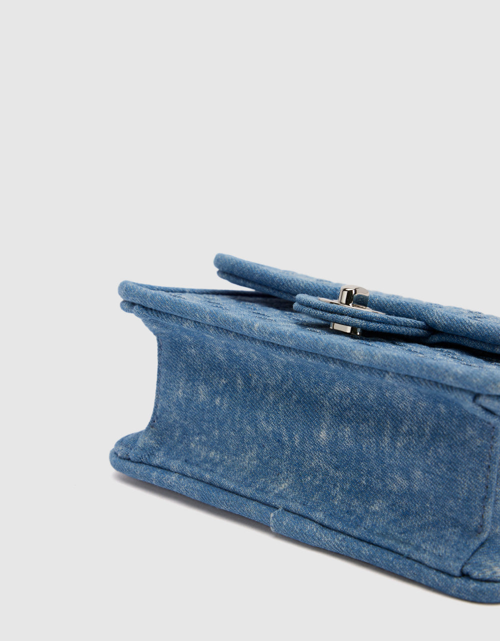 Turn-Lock Braided Denim Shoulder Bag