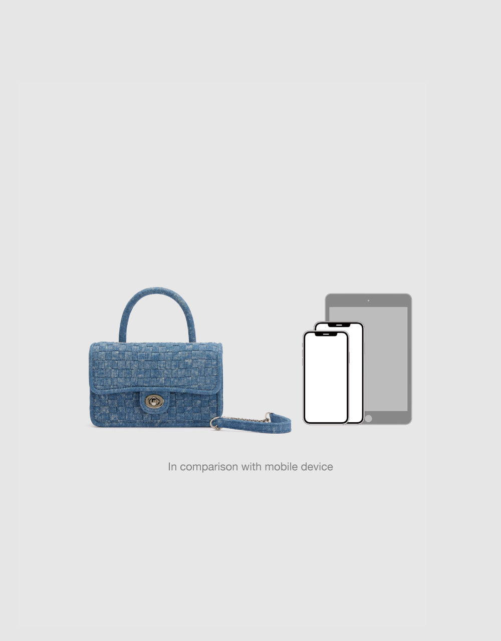 Turn-Lock Braided Denim Shoulder Bag