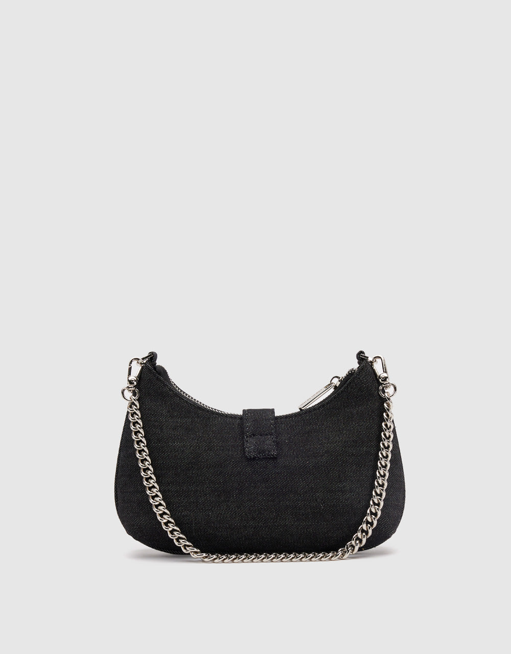 Denim Shoulder Bag With Metal Buckle