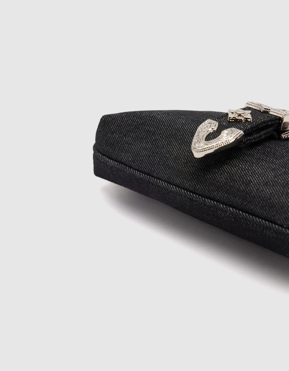 Denim Shoulder Bag With Metal Buckle