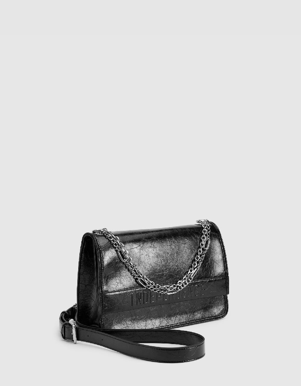 Letter Embossed Shoulder Bag