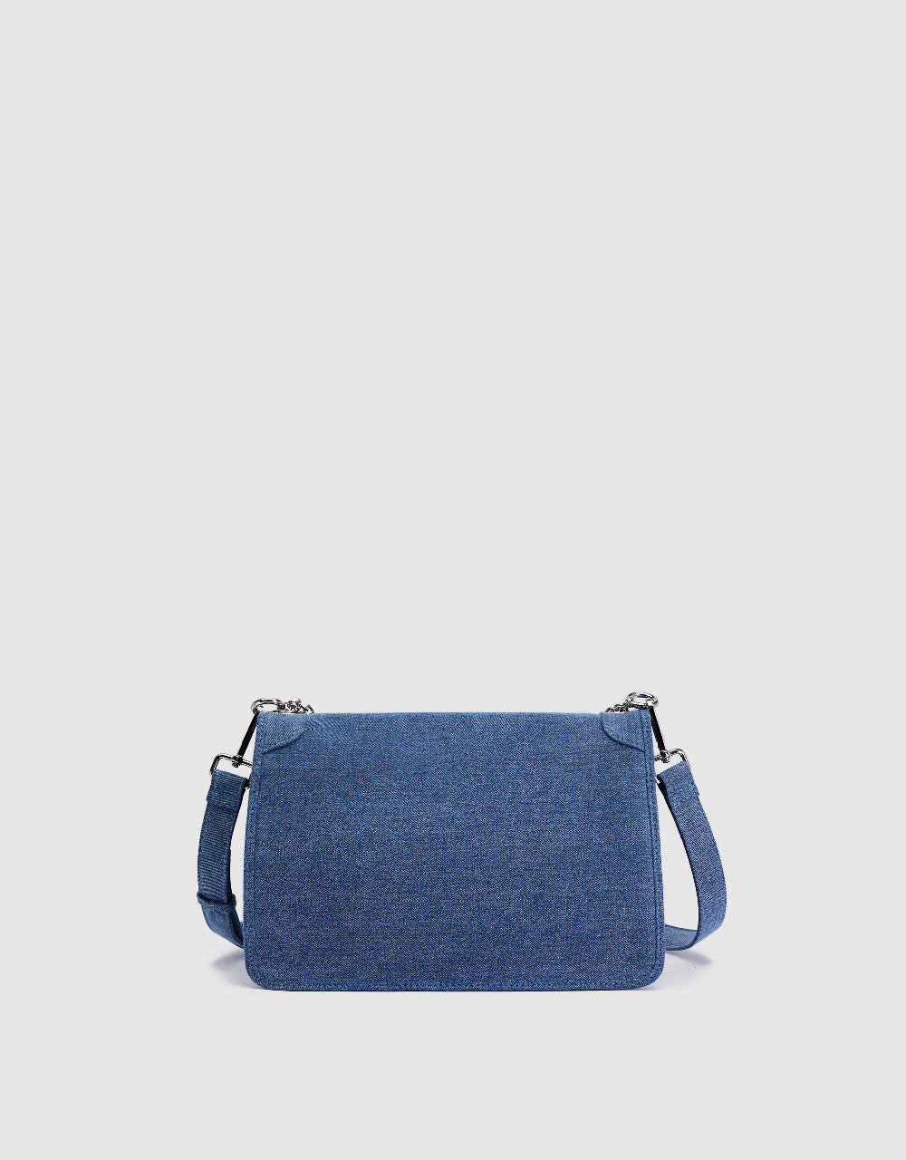 Letter Embossed Denim Shoulder Bag