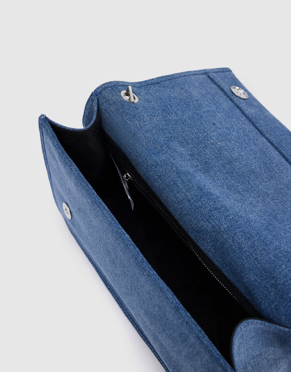 Letter Embossed Denim Shoulder Bag