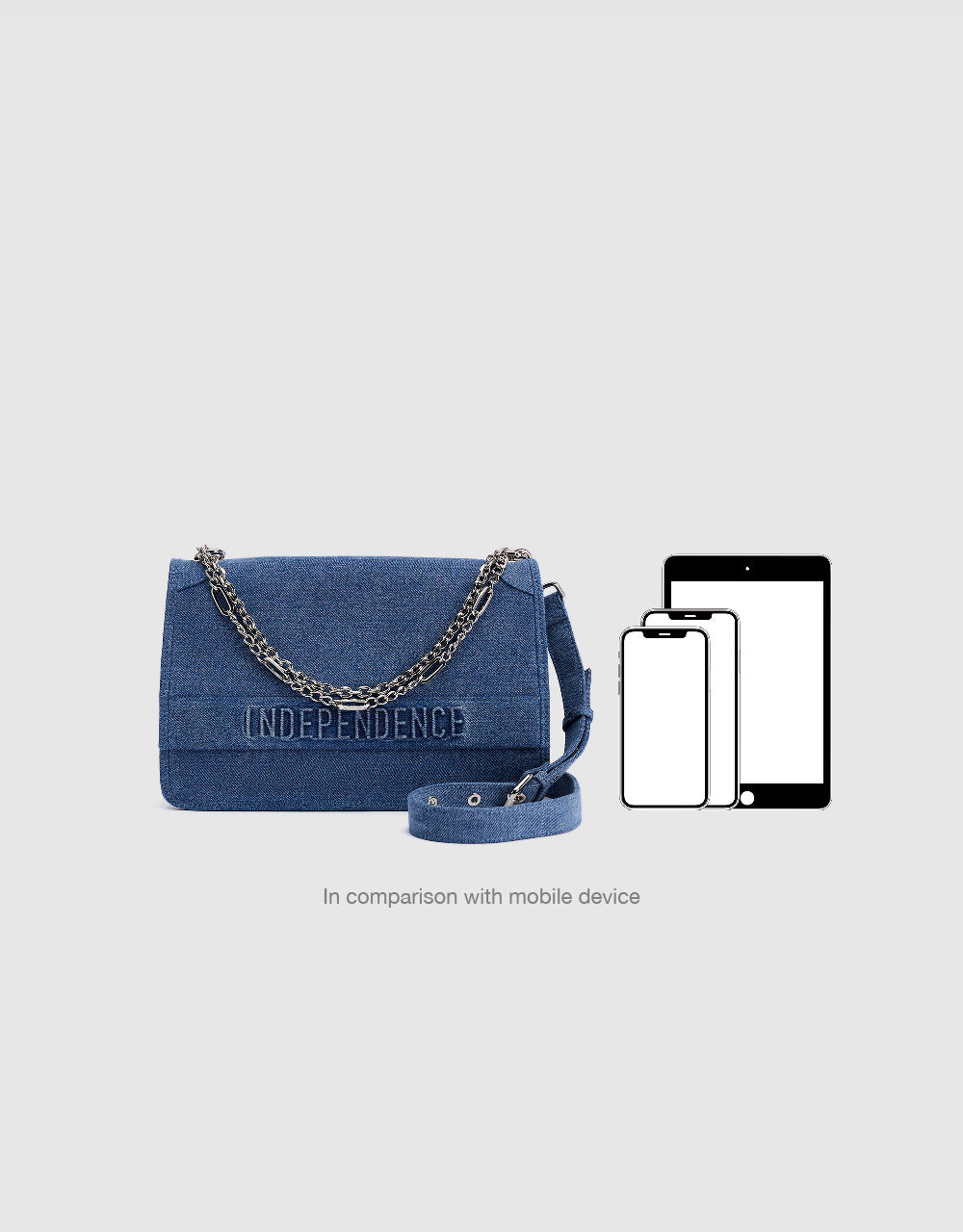 Letter Embossed Denim Shoulder Bag
