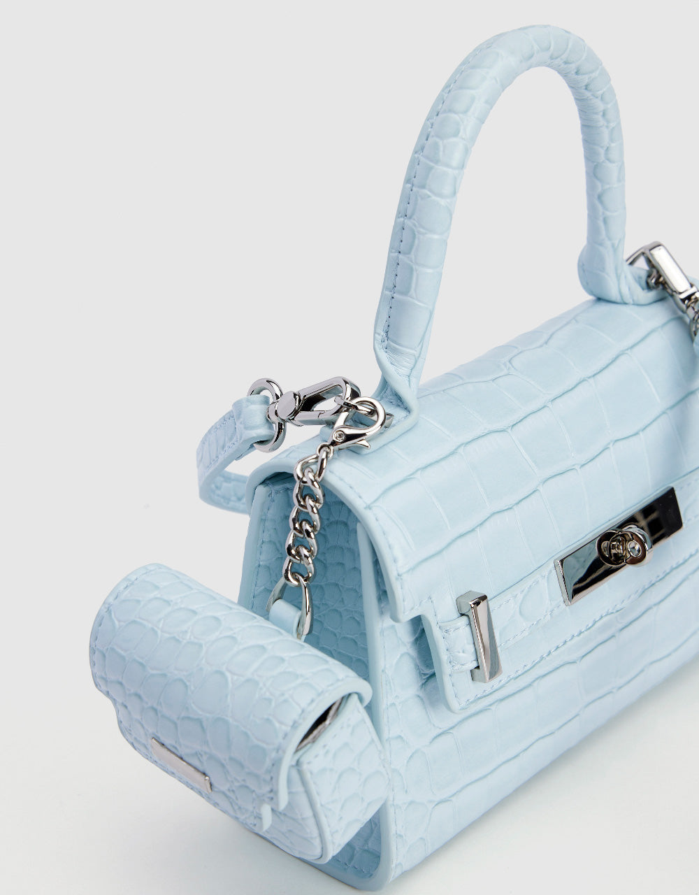 Croc Embossed Shoulder Bag With Pouch