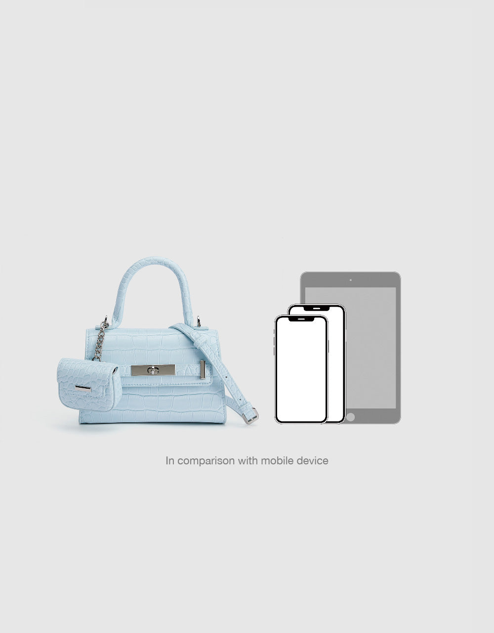 Croc Embossed Shoulder Bag With Pouch