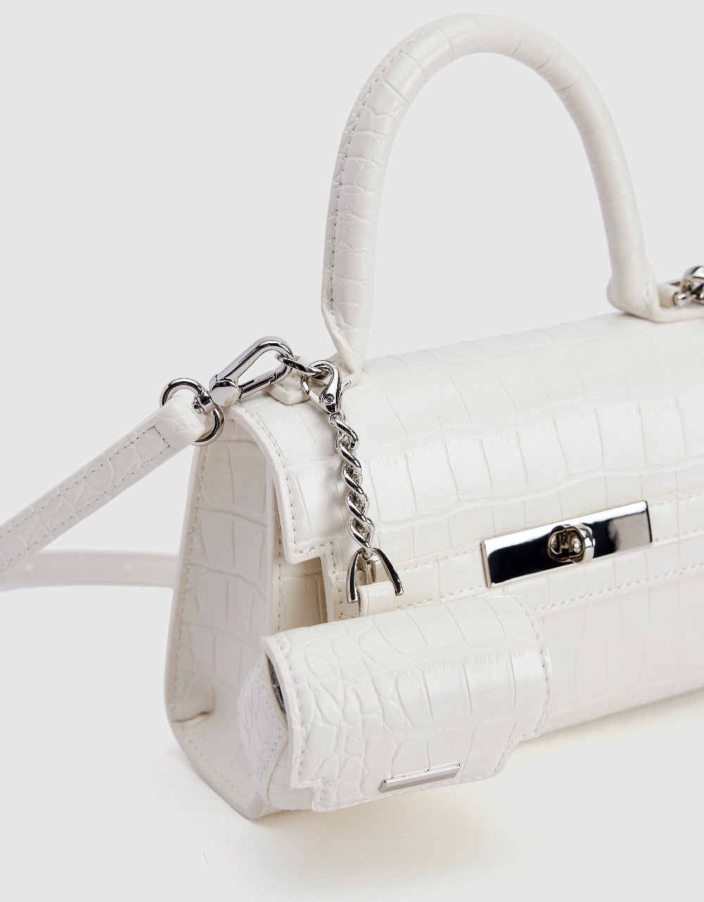 Croc Embossed Shoulder Bag With Pouch
