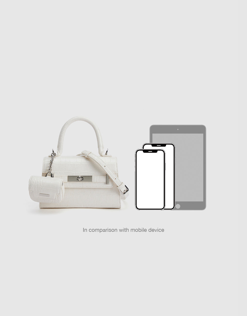 Croc Embossed Shoulder Bag With Pouch