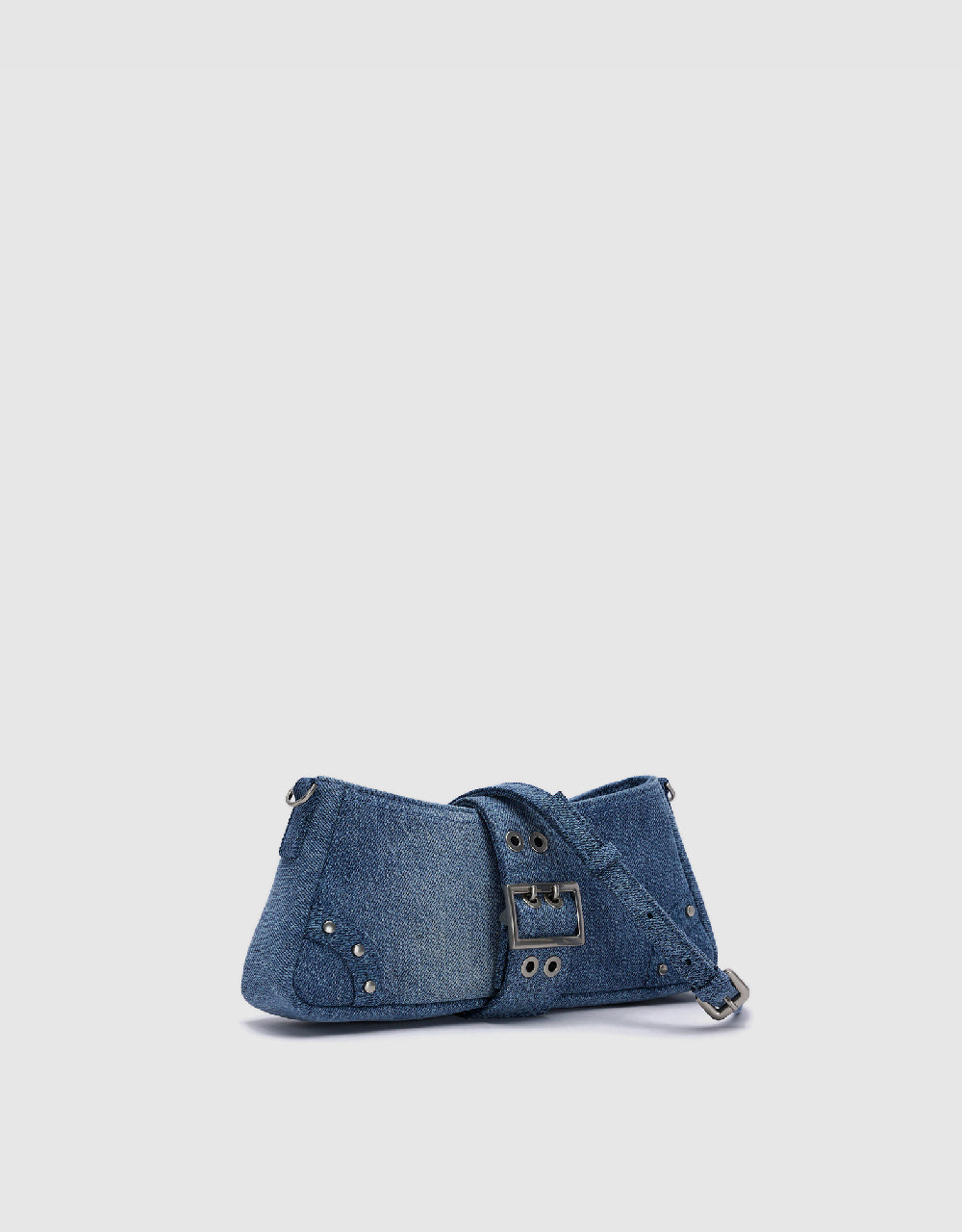 Buckled Denim Shoulder Bag