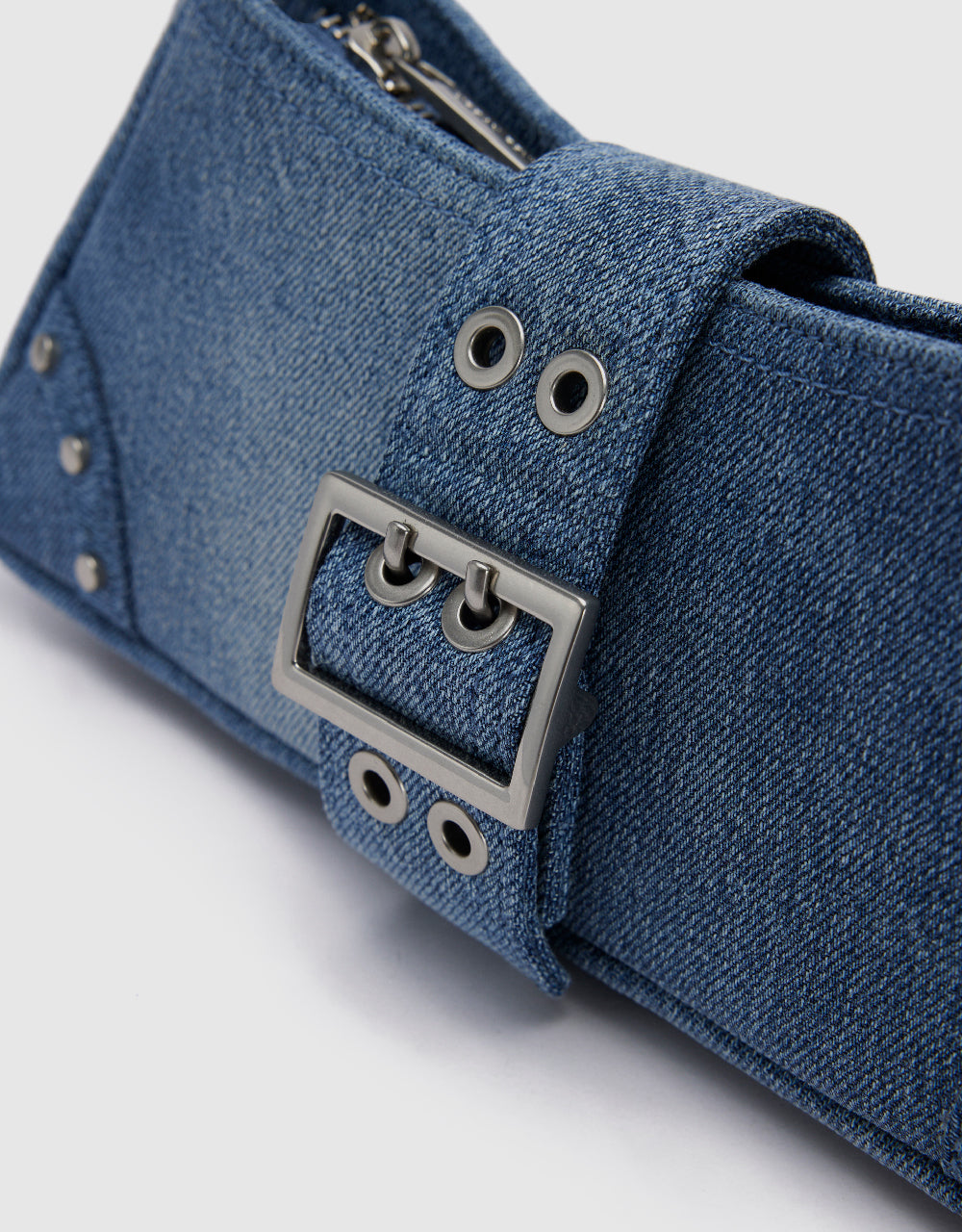 Buckled Denim Shoulder Bag