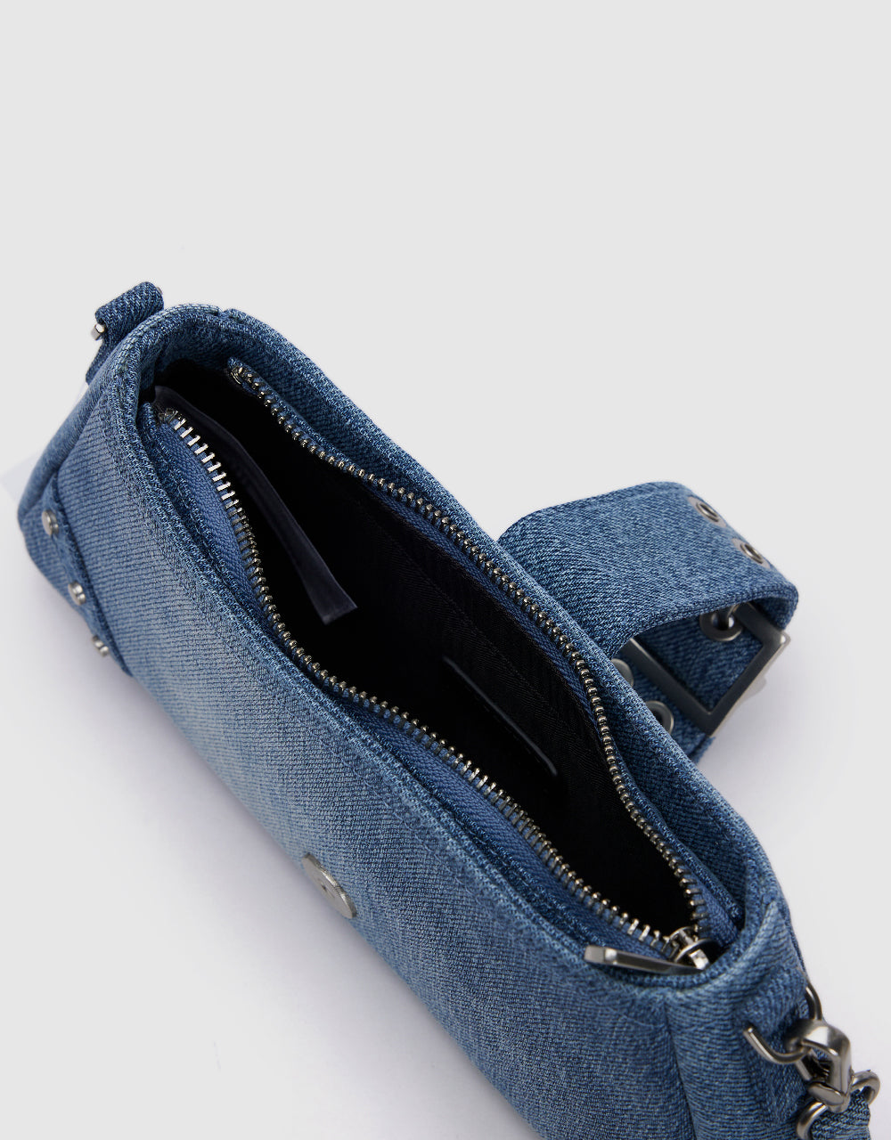 Buckled Denim Shoulder Bag