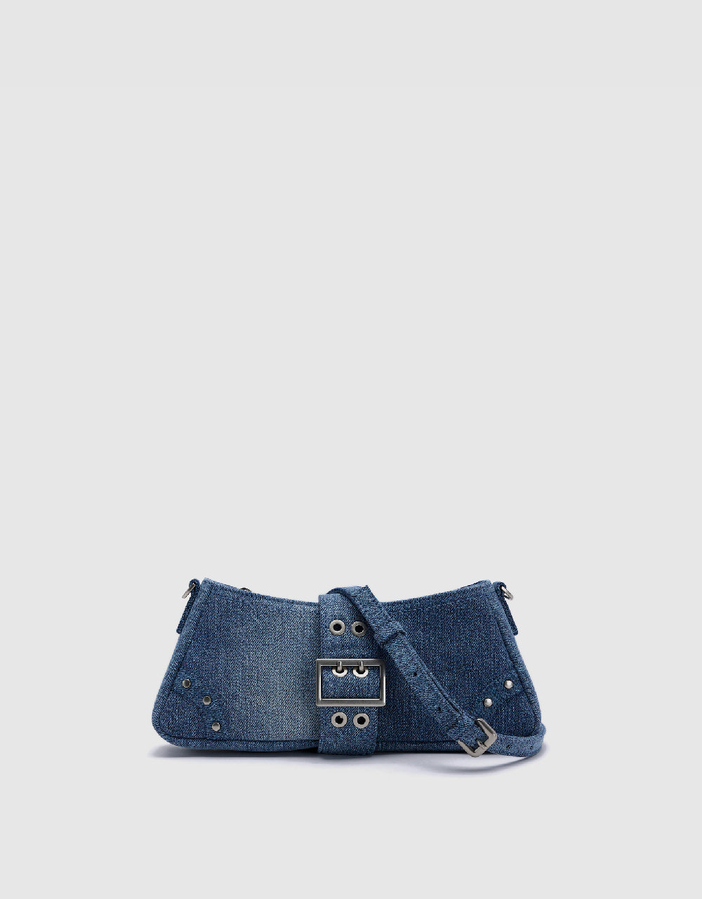 Buckled Denim Shoulder Bag