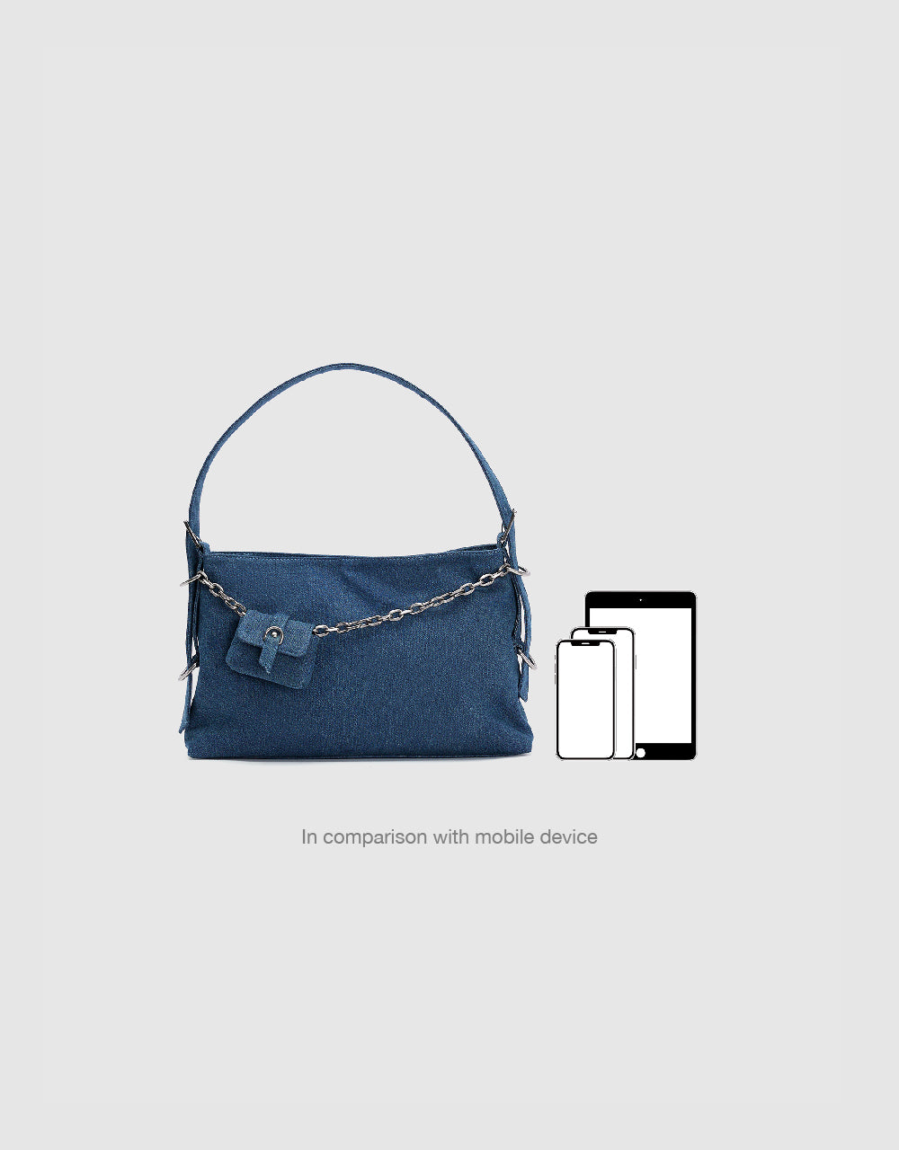 Denim Shoulder Bag With Pouch