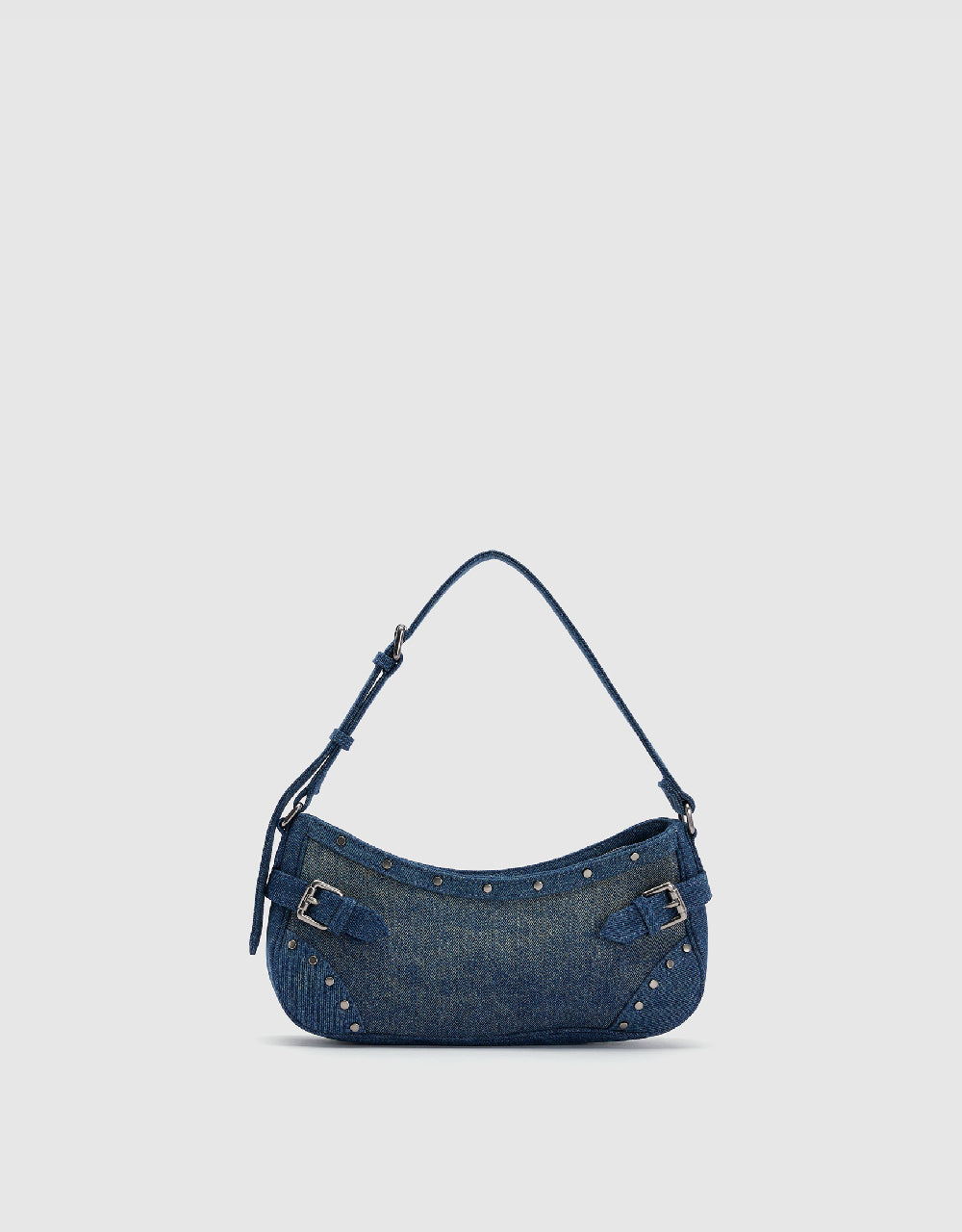 Buckle Décor Denim Shoulder Bag