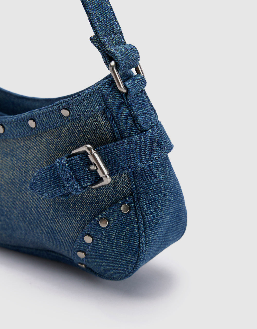 Buckle Décor Denim Shoulder Bag