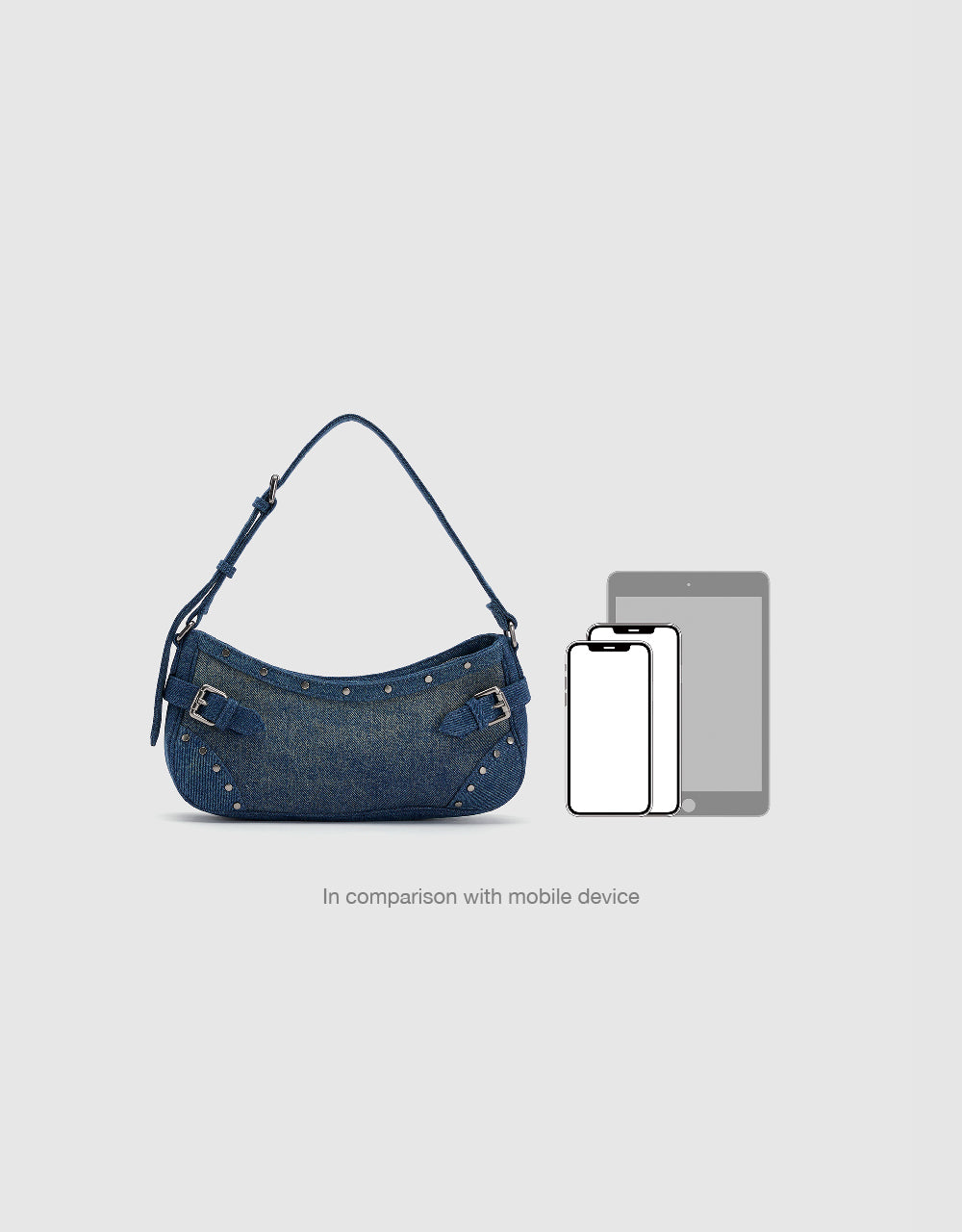 Buckle Décor Denim Shoulder Bag
