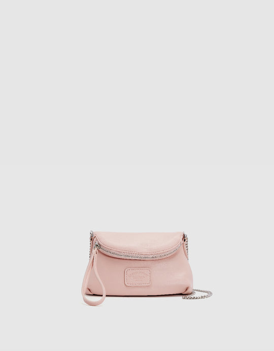 Zipper Front Vegan Leather Shoulder Bag