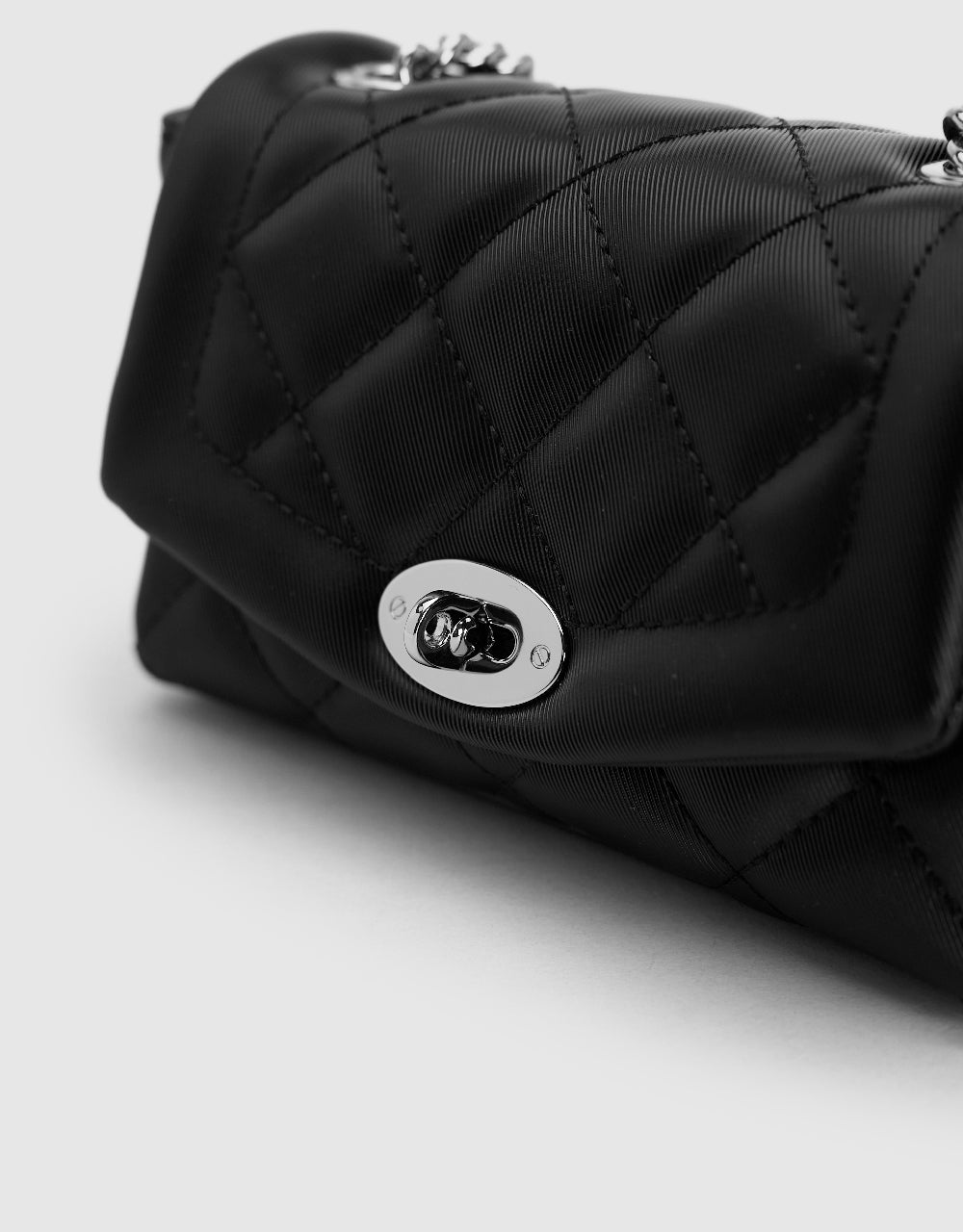 Turn-Lock Vegan Leather Shoulder Bag