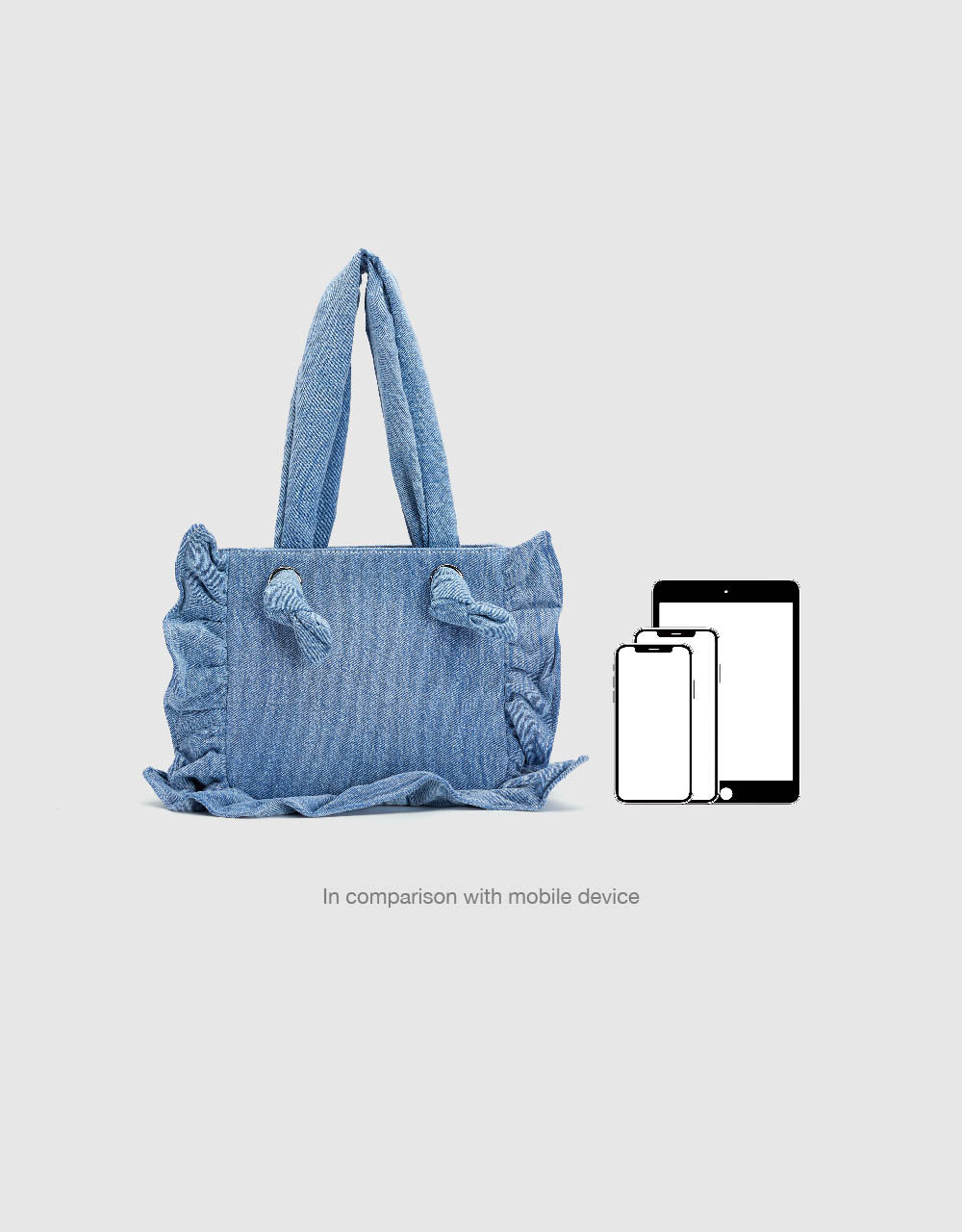 Ruffle Trim Denim Shoulder Bag