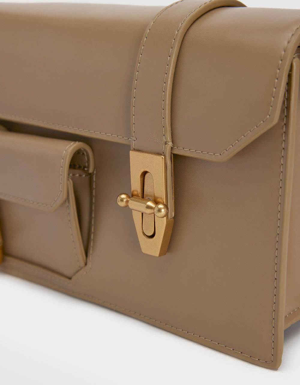 Flip Front Vegan Leather Shoulder Bag