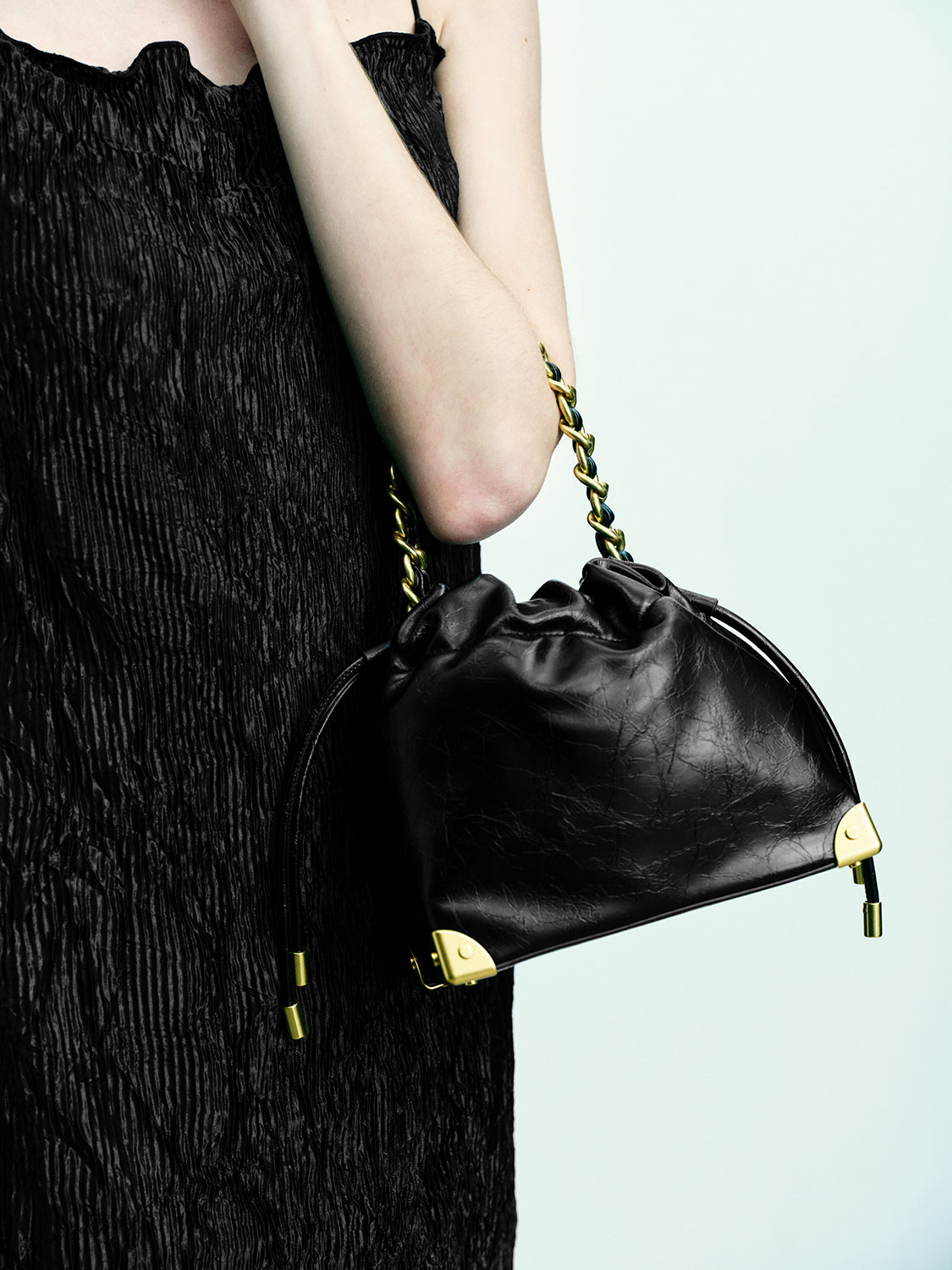 Chained Vegan Leather Shoulder Bag