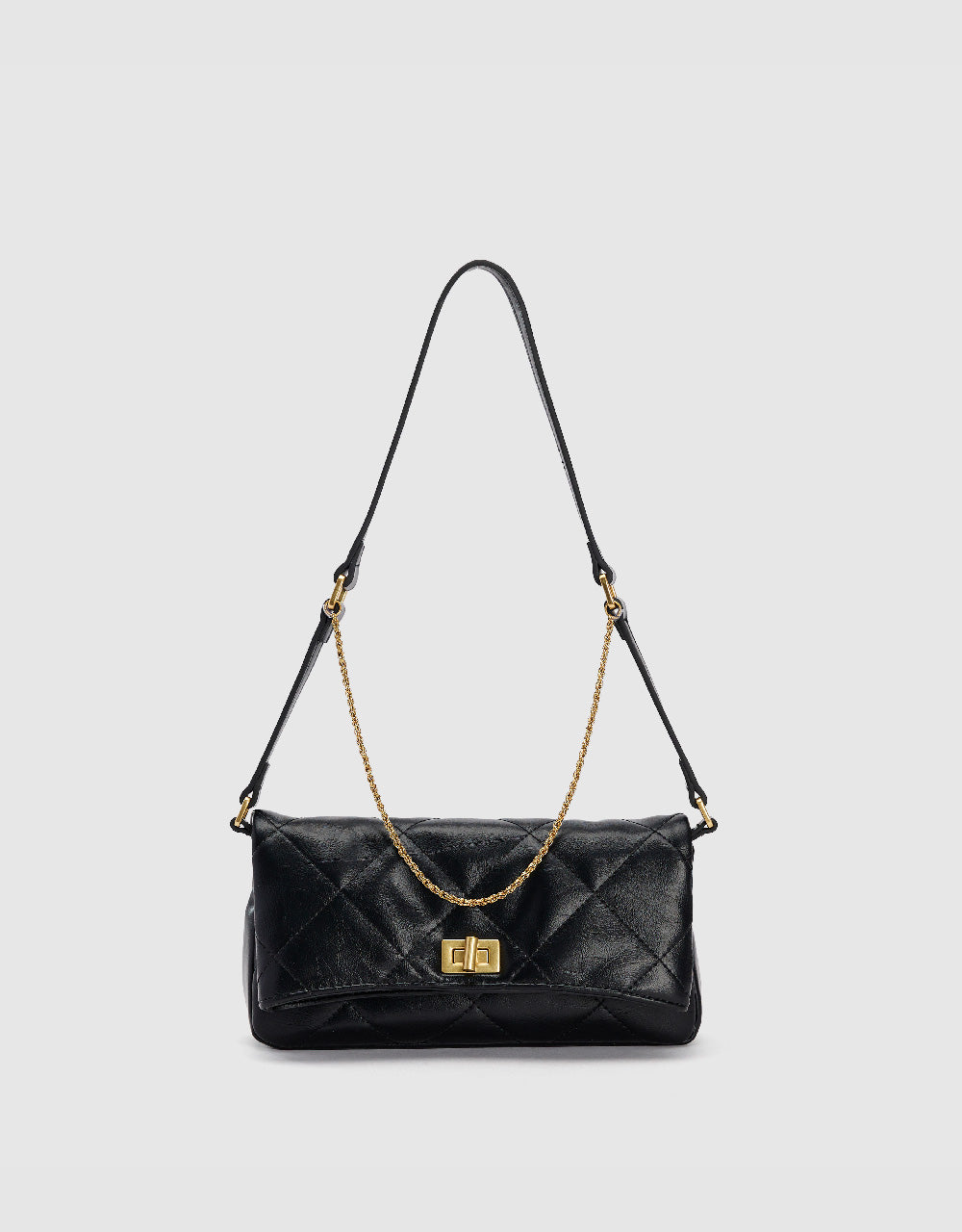 Quilted Embossed Vegan Leather Shoulder Bag