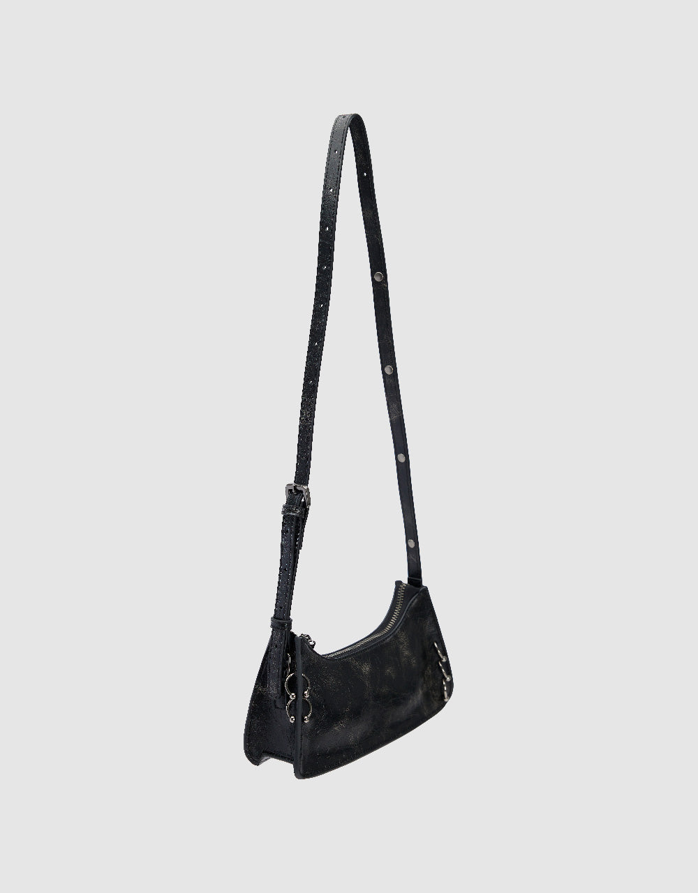 Embossed Vegan Leather Baguette Bag