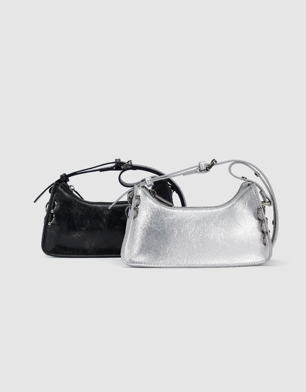 Embossed Vegan Leather Baguette Bag